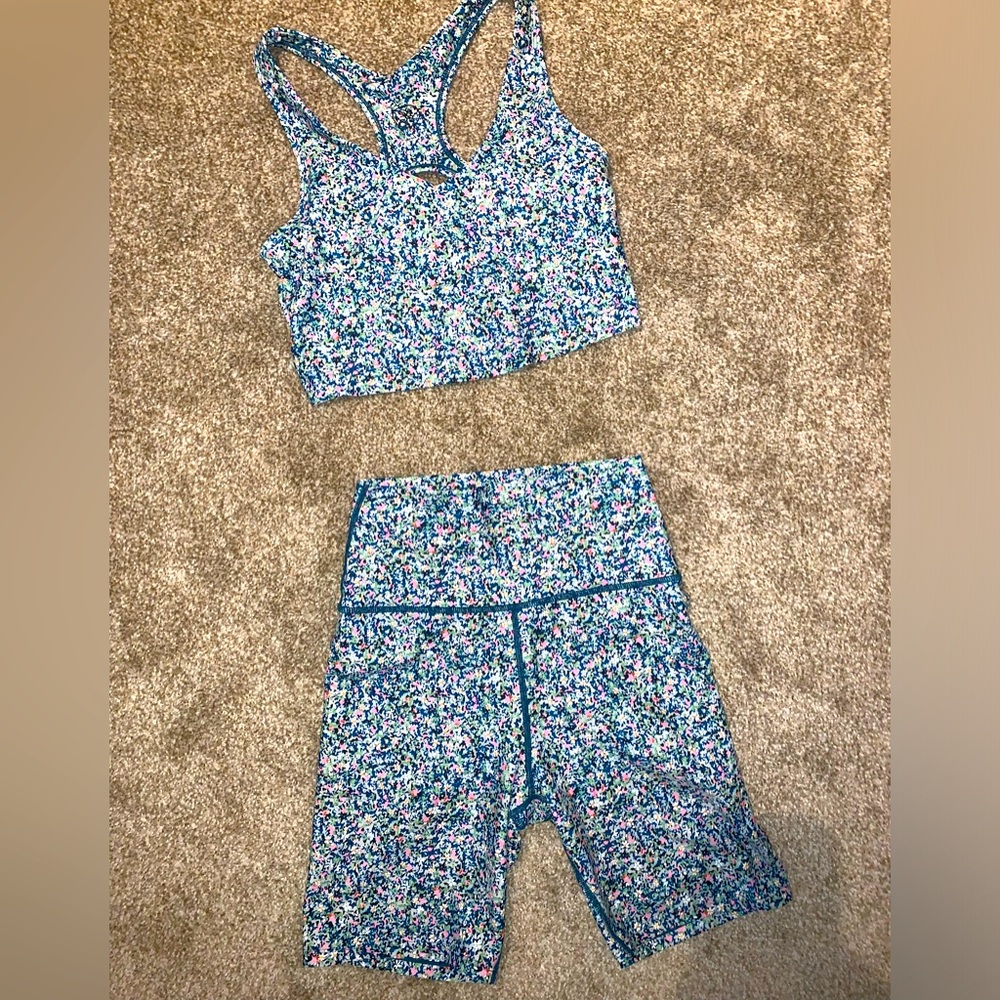 SAGE collective sports bra & biker short set size small